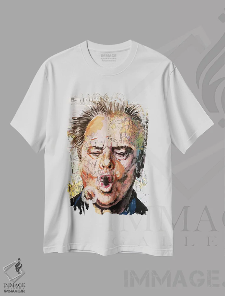 تیشرت سفید طرح دار جک از نیوجرسی، هنر فاخر معاصر اثر کایل ویلیس | فروشگاه ایماژ
