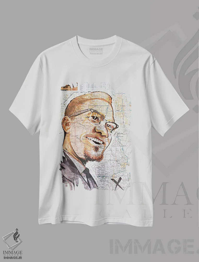 تیشرت سفید طرح دار مالکوم از نبراسکا، هنر فاخر معاصر اثر کایل ویلیس | فروشگاه ایماژ