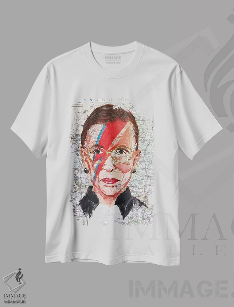 تیشرت سفید طرح دار روث از نیویورک، هنر فاخر معاصر اثر کایل ویلیس | immage.ir