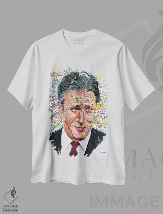 تیشرت سفید طرح دار جان استوارت، هنر فاخر معاصر اثر کایل ویلیس | immage.ir