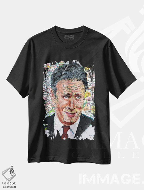 تیشرت مشکی طرح دار جان استوارت، هنر فاخر معاصر اثر کایل ویلیس | فروشگاه ایماژ