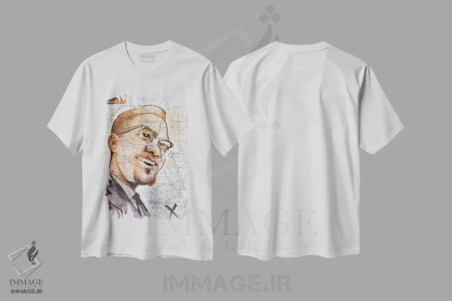 تیشرت سفید طرح دار مالکوم از نبراسکا، هنر فاخر معاصر اثر کایل ویلیس | فروشگاه ایماژ