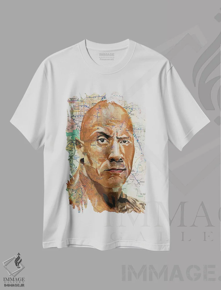 تیشرت سفید طرح دار دواین، مدیوم اثر کایل ویلیس | immage.ir