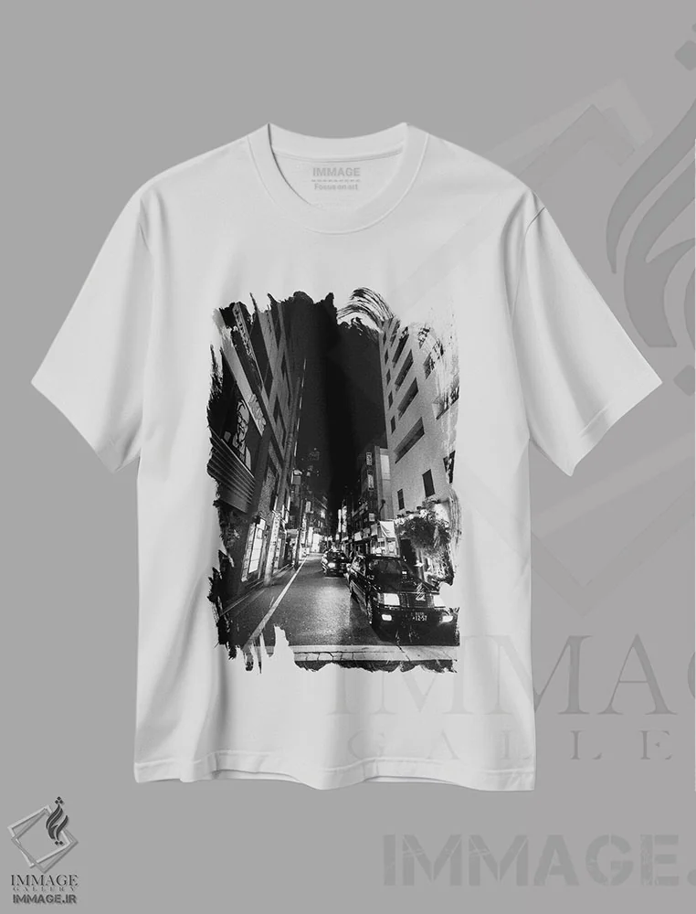 تیشرت سفید طرح دار یک یاکوزا، کی اف سی لطفاً، عکاسی سیاه و سفید اثر کنزو ایجیری | فروشگاه ایماژ