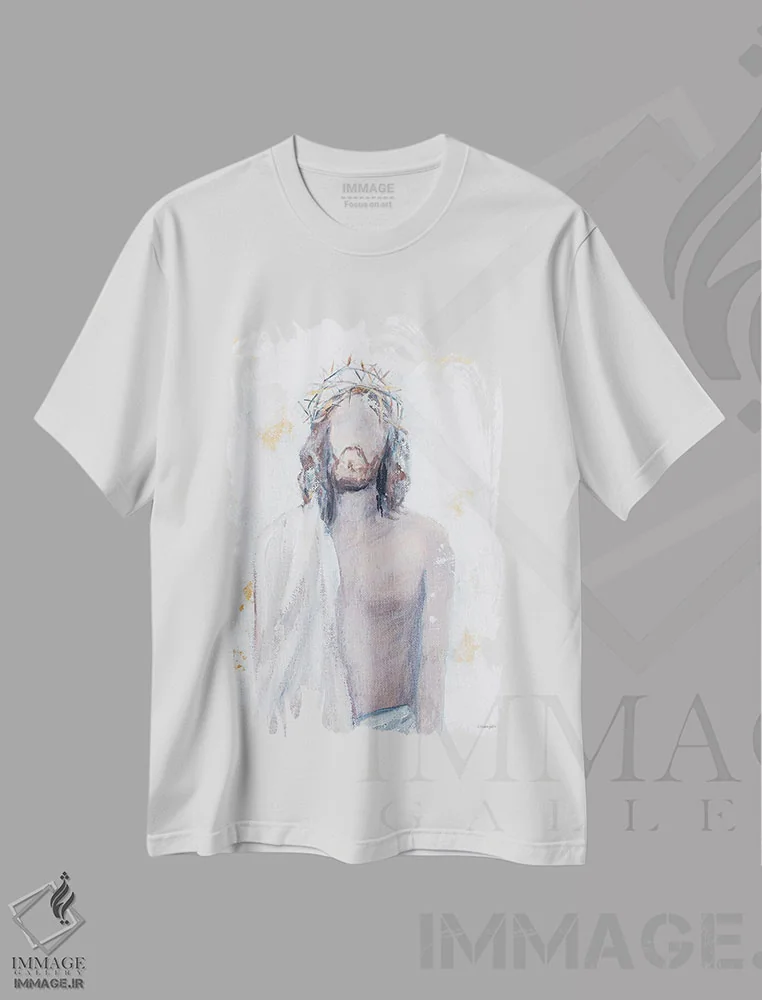 تیشرت سفید طرح دار تاج خار، دکور روستایی اثر مکنزی کیسل | فروشگاه ایماژ