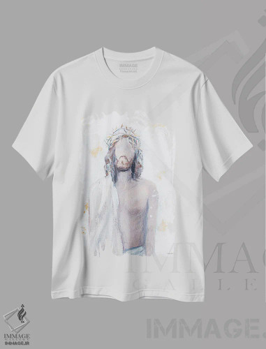 تیشرت سفید طرح دار تاج خار، دکور روستایی اثر مکنزی کیسل | فروشگاه ایماژ