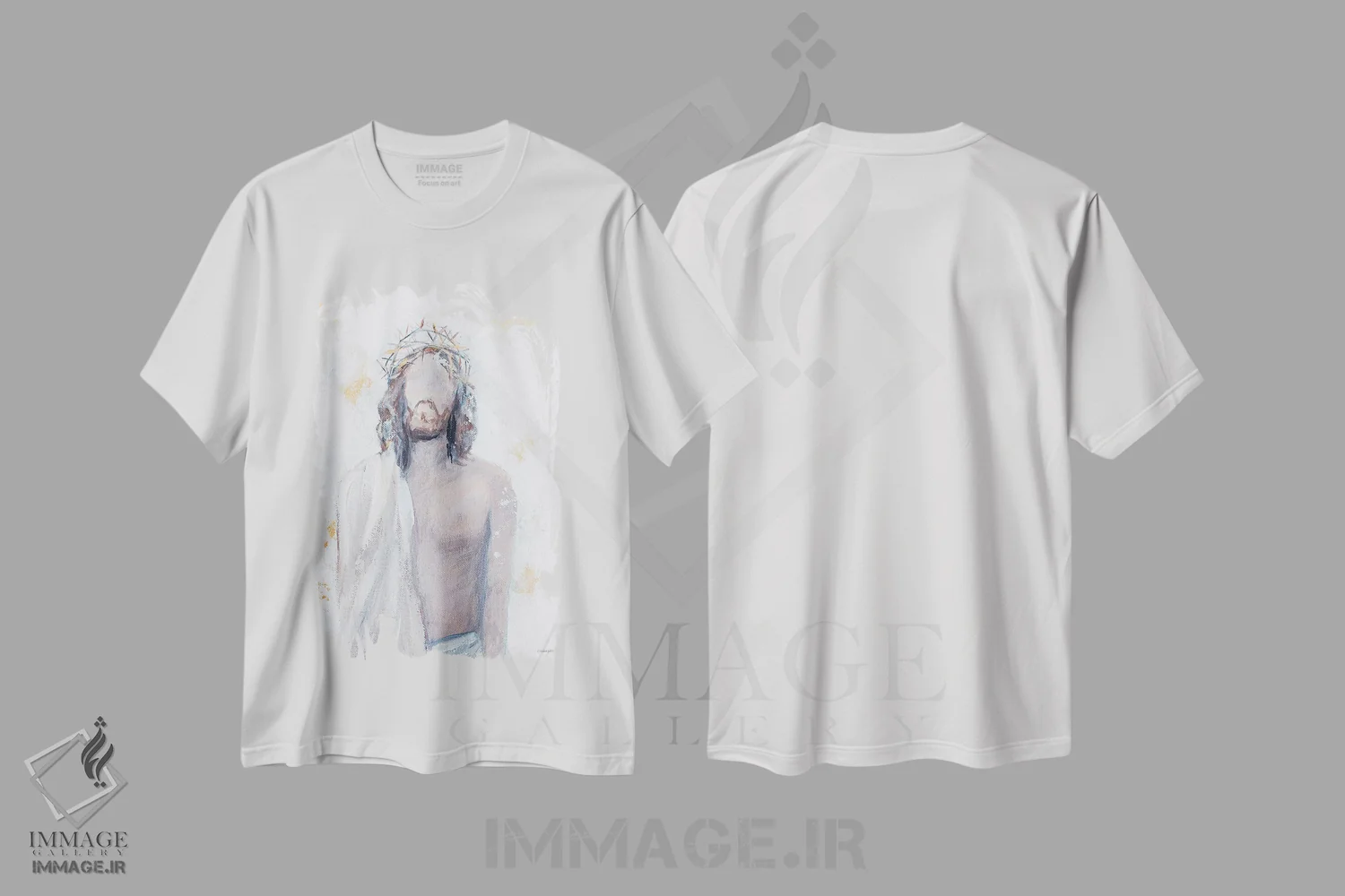 تیشرت سفید طرح دار تاج خار، دکور روستایی اثر مکنزی کیسل | فروشگاه ایماژ