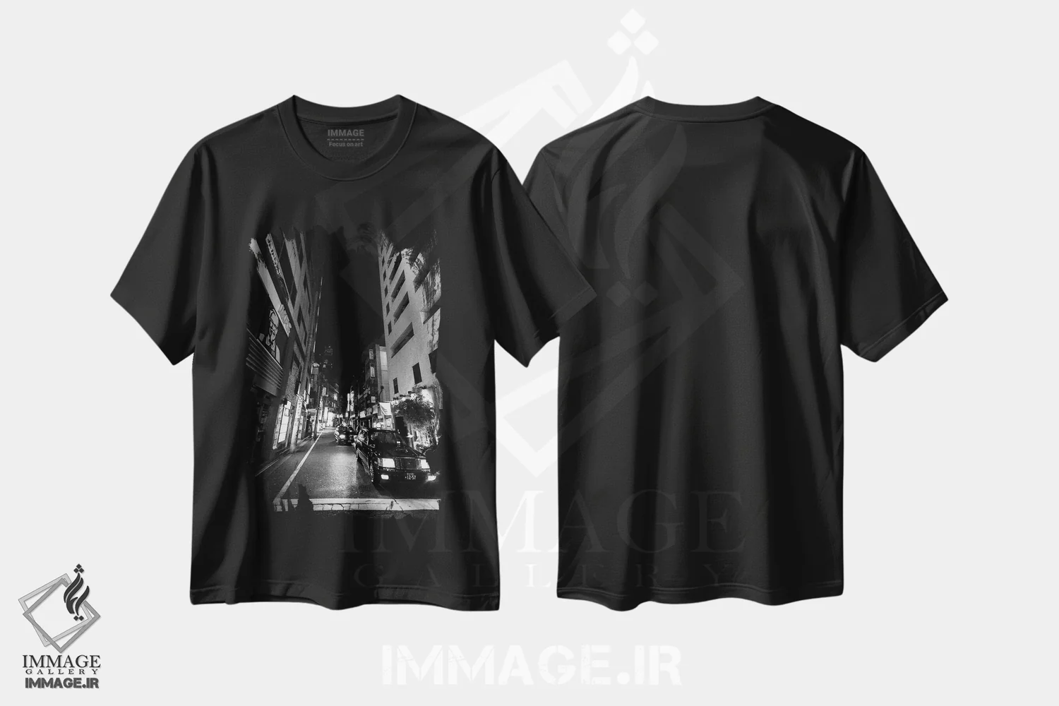 تیشرت مشکی طرح دار یک یاکوزا، کی اف سی لطفاً، عکاسی سیاه و سفید اثر کنزو ایجیری | immage.ir