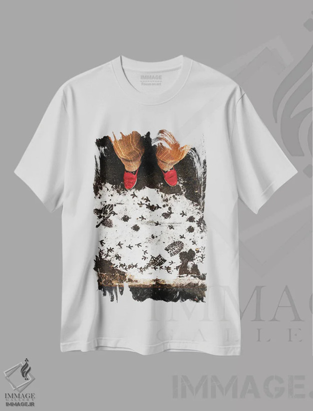 تیشرت سفید طرح دار رد پاها، مدیوم اثر کنزو ایجیری | فروشگاه ایماژ