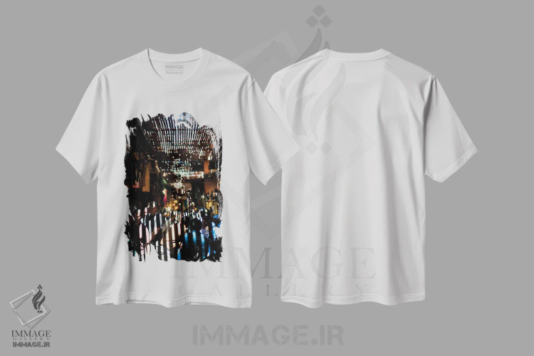 تیشرت سفید طرح دار رنگ های اسرارآمیز و آوازهای بازار، مدیوم اثر کنزو ایجیری | فروشگاه ایماژ