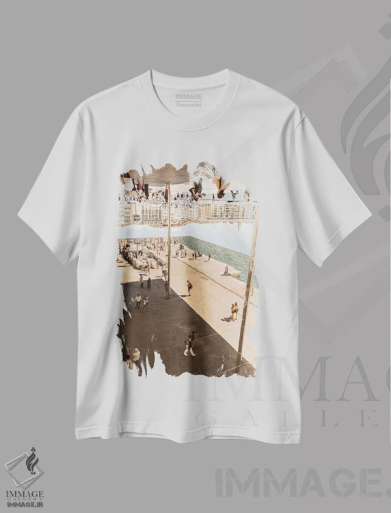 تیشرت سفید طرح دار بندر قدیمی مارسی ۵، مدیوم اثر کنزو ایجیری | فروشگاه ایماژ
