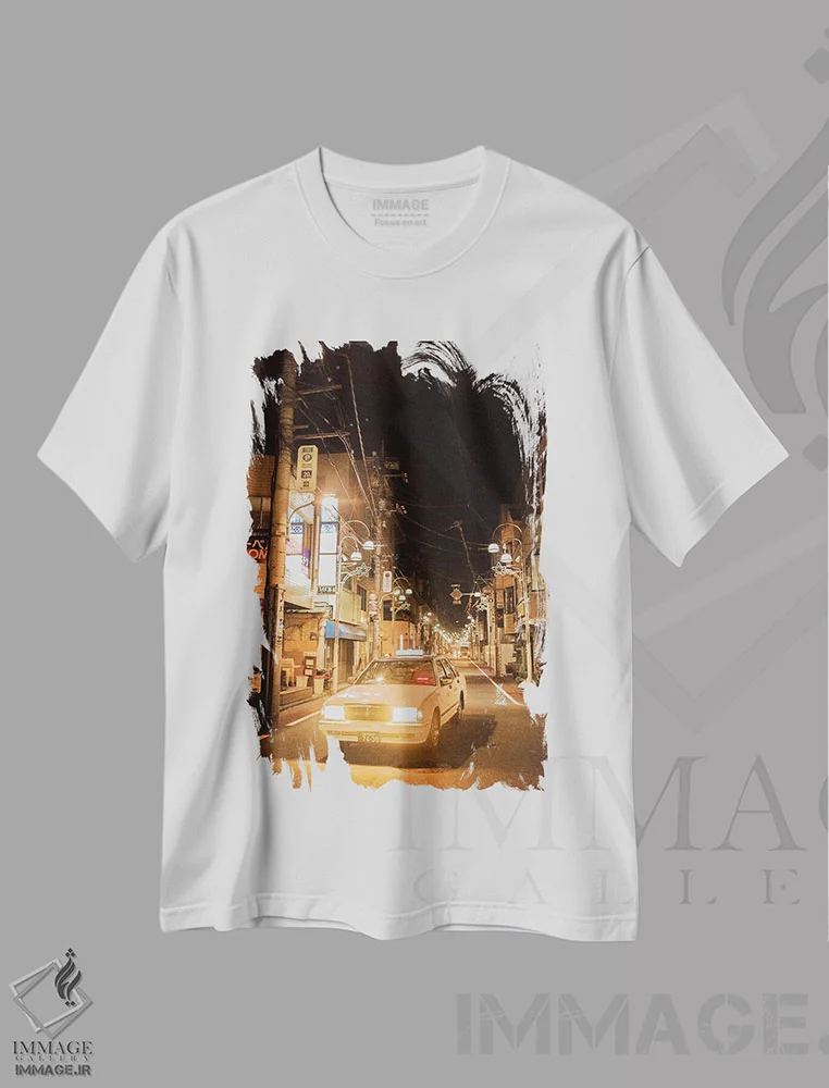 تیشرت سفید طرح دار تاکسی زرد، مدیوم اثر کنزو ایجیری | immage.ir