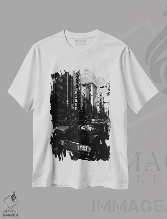 تیشرت سفید طرح دار کوموربی لعنتی، عکاسی سیاه و سفید اثر کنزو ایجیری | فروشگاه ایماژ