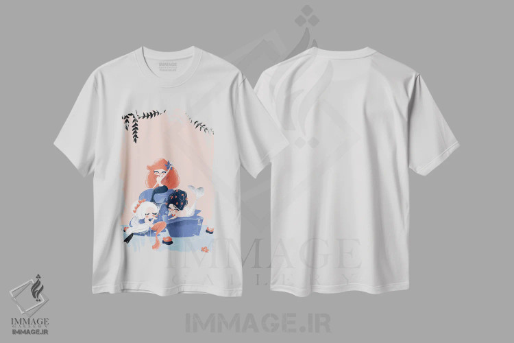 تیشرت سفید طرح دار سه پری دریایی، تزئینی اثر کانزیلو | فروشگاه ایماژ