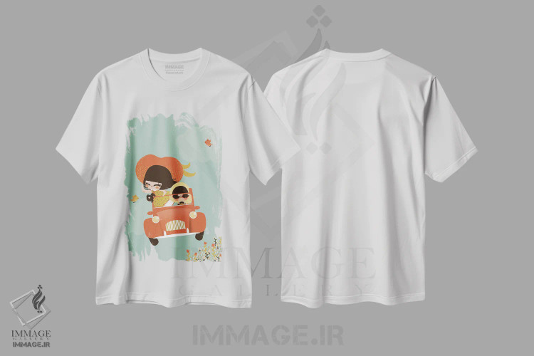 تیشرت سفید طرح دار در راه، تزئینی اثر کانزیلو | immage.ir