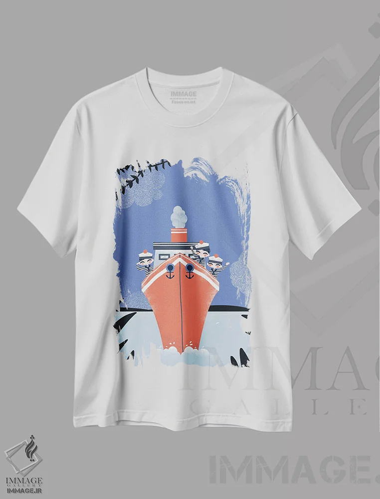 تیشرت سفید طرح دار سه ملوان، تزئینی اثر کانزیلو | immage.ir
