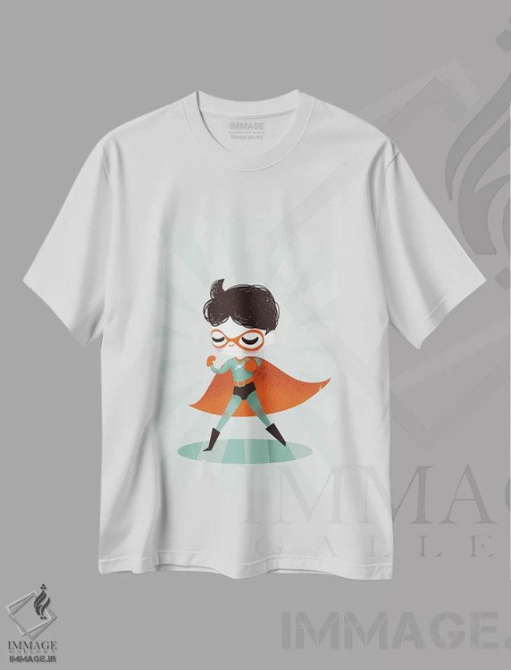 تیشرت سفید طرح دار پسر ابرقهرمان، تزئینی اثر کانزیلو | immage.ir