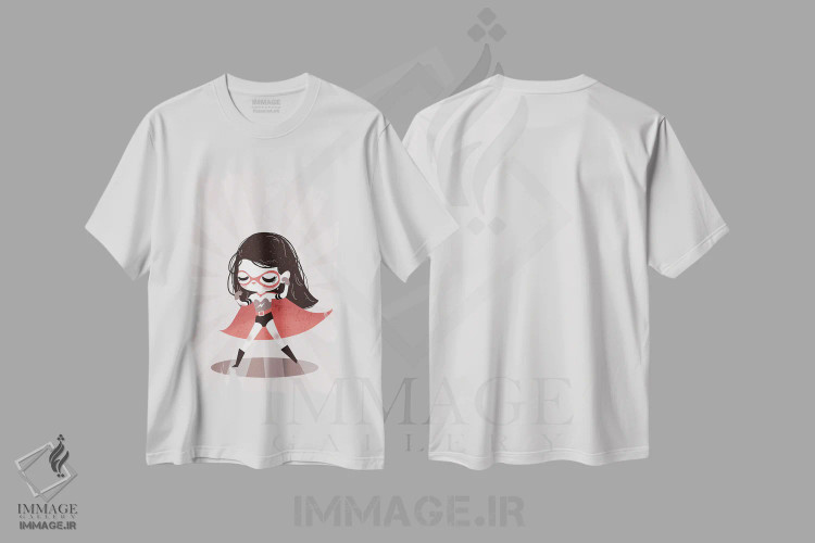 تیشرت سفید طرح دار دختر ابرقهرمان، تزئینی اثر کانزیلو | فروشگاه ایماژ