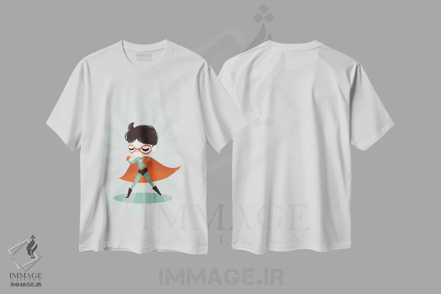 تیشرت سفید طرح دار پسر ابرقهرمان، تزئینی اثر کانزیلو | immage.ir