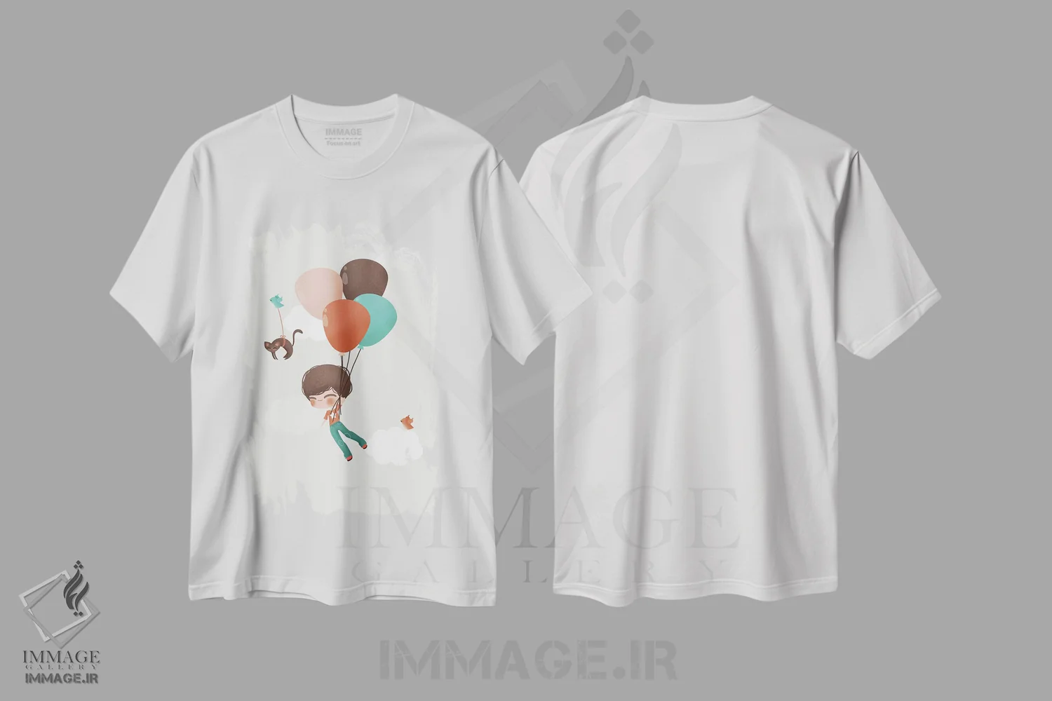 تیشرت سفید طرح دار پسر در میان ابرها، تزئینی اثر کانزیلو | immage.ir