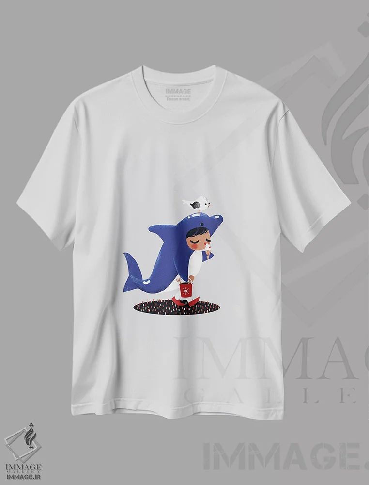 تیشرت سفید طرح دار شیرین ها، تزئینی اثر کانزیلو | immage.ir