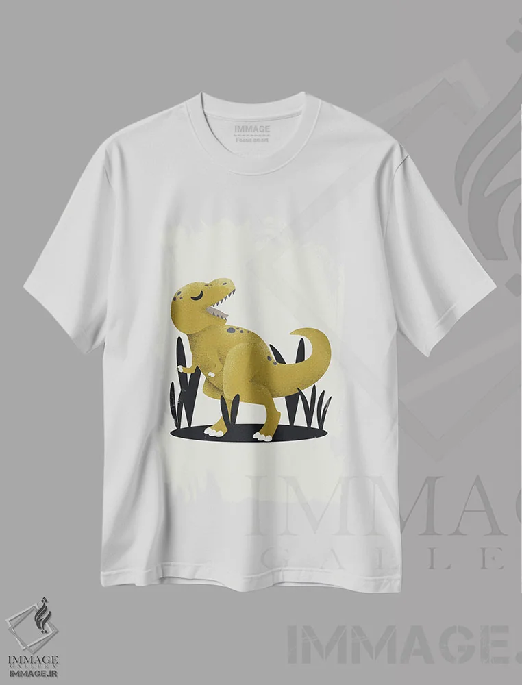 تیشرت سفید طرح دار تیرانوسور، تزئینی اثر کانزیلو | immage.ir