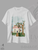 تیشرت سفید طرح دار خانه زیبا، تزئینی اثر کانزیلو | immage.ir