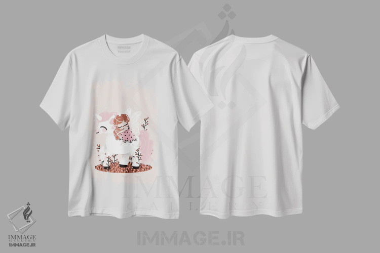 تیشرت سفید طرح دار تک شاخ و پری، تزئینی اثر کانزیلو | فروشگاه ایماژ