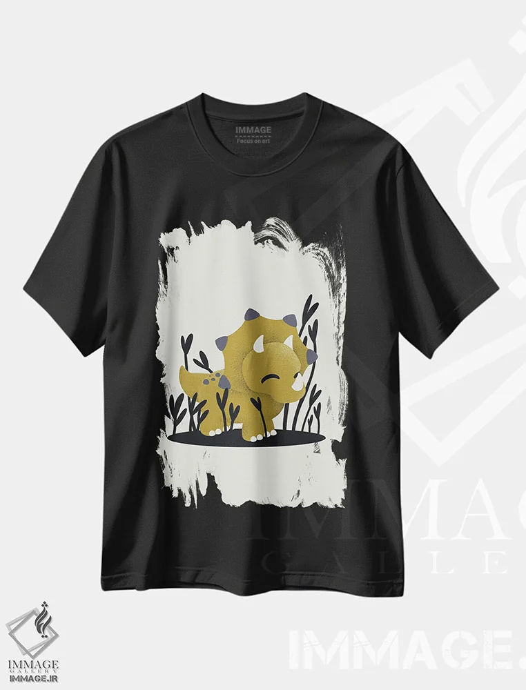 تیشرت مشکی طرح دار تریسراتوپس، تزئینی اثر کانزیلو | فروشگاه ایماژ