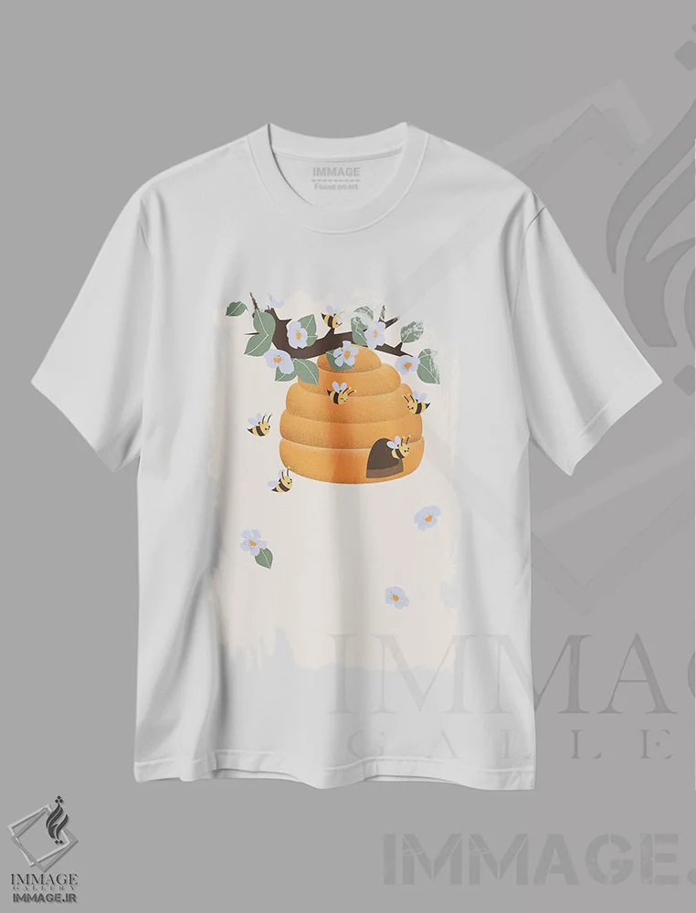 تیشرت سفید طرح دار زنبورها، تزئینی اثر کانزیلو | immage.ir