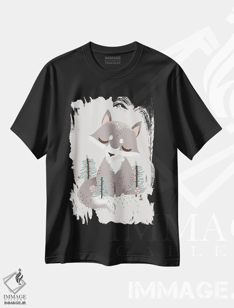 تیشرت مشکی طرح دار حیوانات بامزه، تزئینی اثر کانزیلو | فروشگاه ایماژ