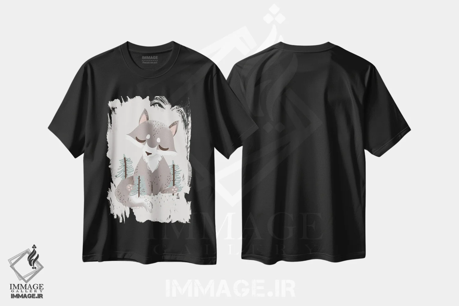 تیشرت مشکی طرح دار حیوانات بامزه، تزئینی اثر کانزیلو | فروشگاه ایماژ