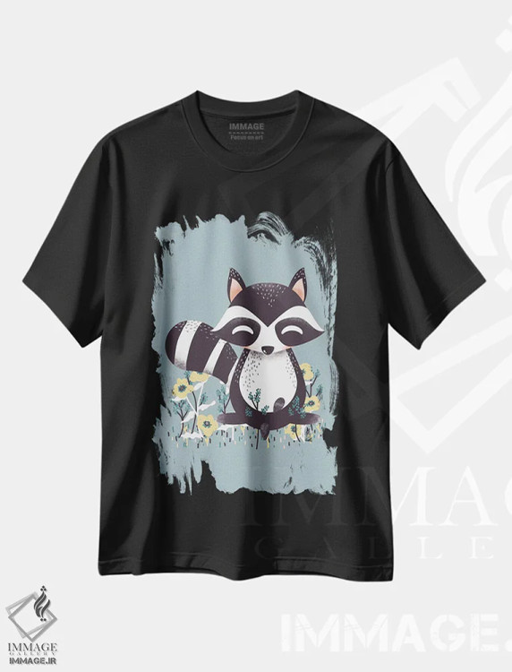 تیشرت مشکی طرح دار حیوانات بامزه، تزئینی اثر کانزیلو | فروشگاه ایماژ