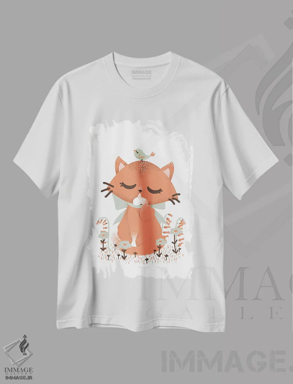 تیشرت سفید طرح دار حیوانات بامزه، تزئینی اثر کانزیلو | فروشگاه ایماژ