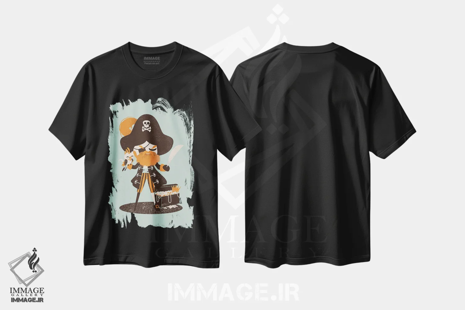 تیشرت مشکی طرح دار کاپیتان دزد دریایی، تزئینی اثر کانزیلو | فروشگاه ایماژ