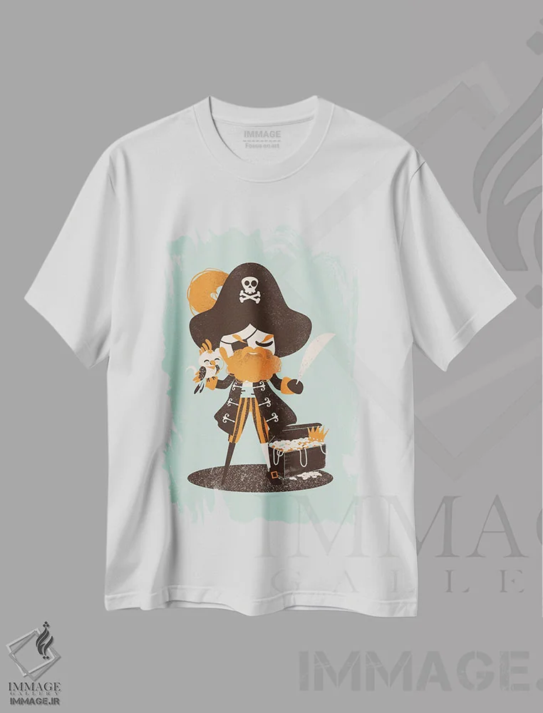 تیشرت سفید طرح دار کاپیتان دزد دریایی، تزئینی اثر کانزیلو | immage.ir