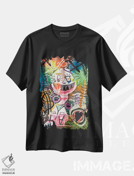 تیشرت مشکی طرح دار شب های جنگل، مدیوم اثر نوا لاتار | فروشگاه ایماژ