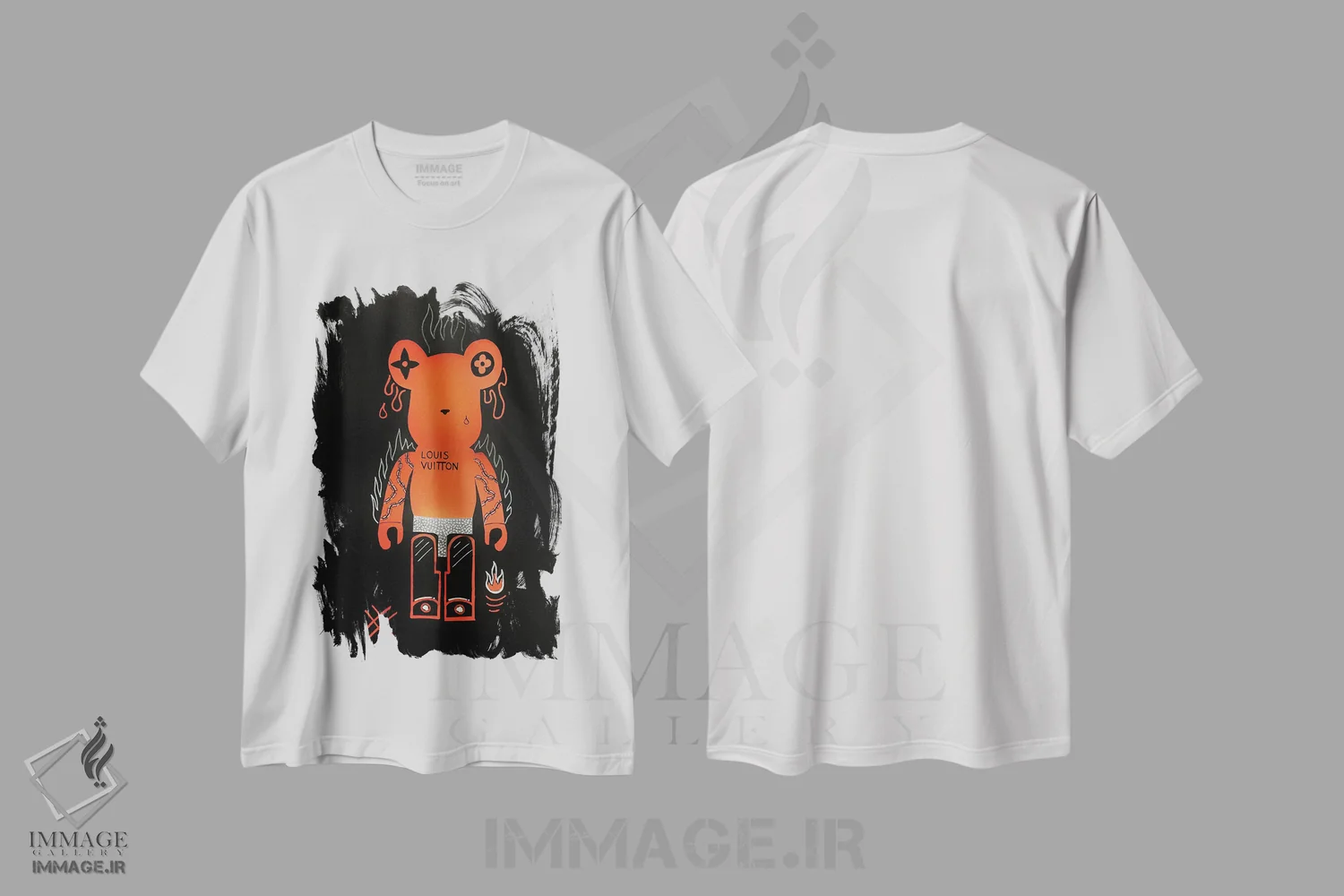 تیشرت سفید طرح دار خرس خشمگین بر بریک، مدیوم اثر نوا لاتار | immage.ir