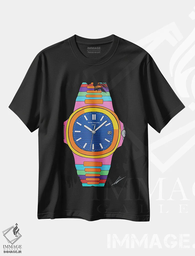 تیشرت مشکی طرح دار پتک، مدیوم اثر نوا لاتار | immage.ir