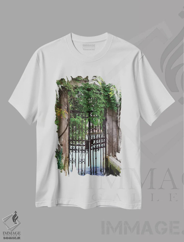تیشرت سفید طرح دار ورودی شیک کانال، مدیوم اثر لورا دناردو | فروشگاه ایماژ