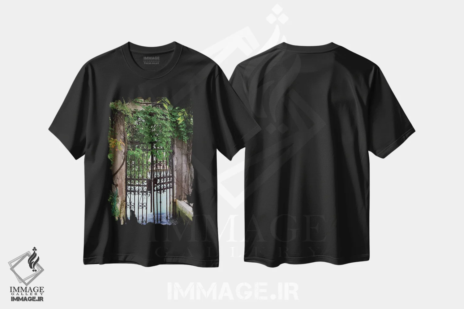 تیشرت مشکی طرح دار ورودی شیک کانال، مدیوم اثر لورا دناردو | immage.ir