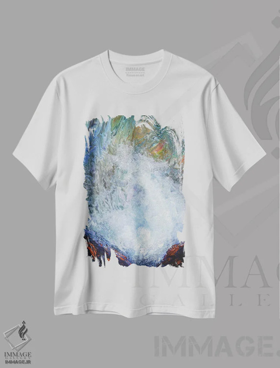 تیشرت سفید طرح دار شاخ های آب پاش در خلیج دپو، آبستره اثر لورا ایورسن | فروشگاه ایماژ