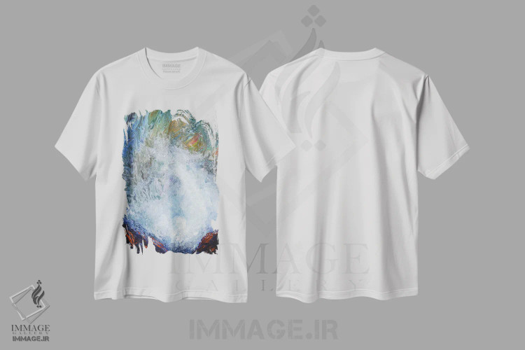 تیشرت سفید طرح دار شاخ های آب پاش در خلیج دپو، آبستره اثر لورا ایورسن | فروشگاه ایماژ