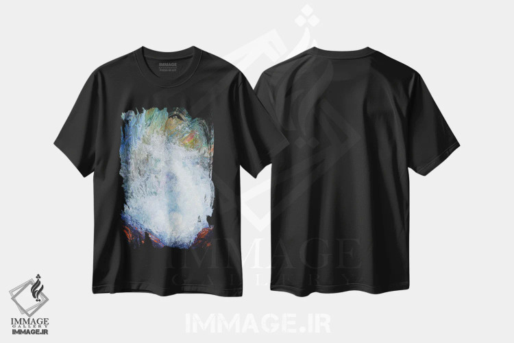 تیشرت مشکی طرح دار شاخ های آب پاش در خلیج دپو، آبستره اثر لورا ایورسن | immage.ir