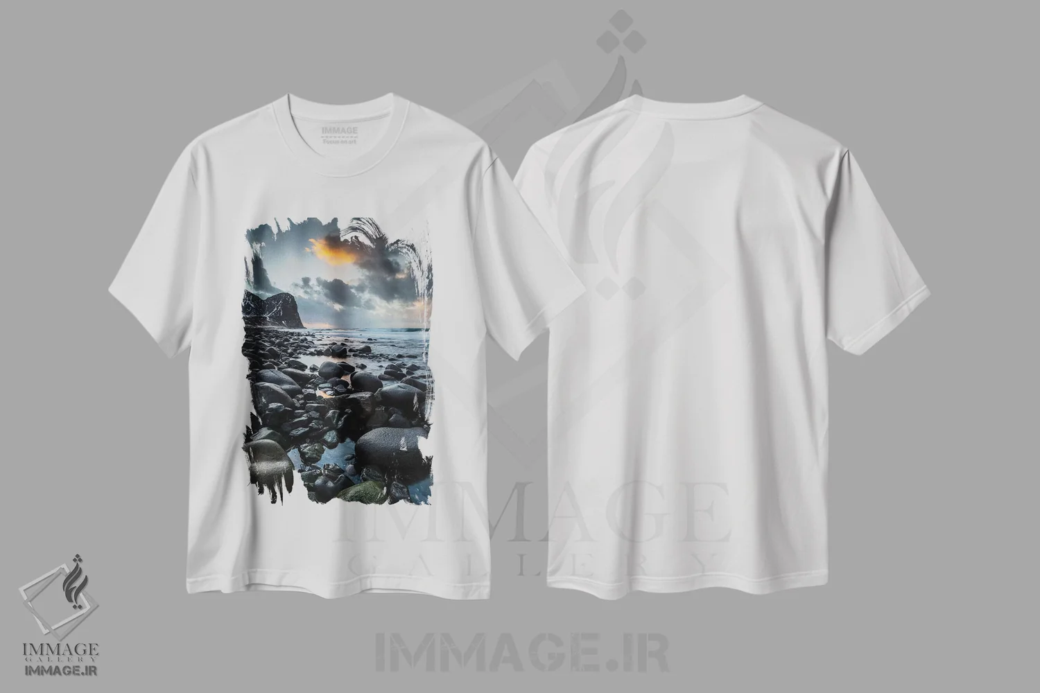 تیشرت سفید طرح دار نروژ، لوفوتن، ساحل اونستاد، تزئینی اثر میکولاج گوسپودرک | immage.ir