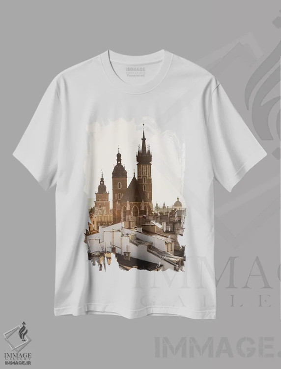 تیشرت سفید طرح دار لهستان، لهستان کوچک، کراکوف، مدیوم اثر میکولاج گوسپودرک | فروشگاه ایماژ
