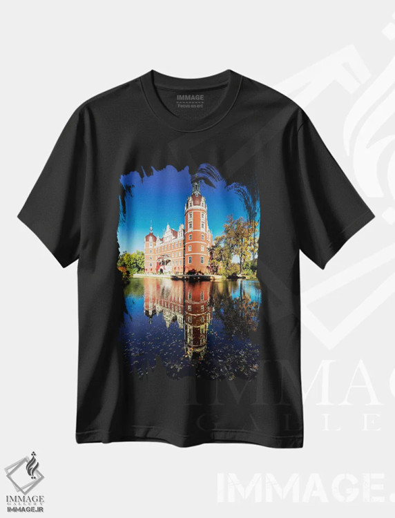 تیشرت مشکی طرح دار Germany, Muskau Park,اروپا، آلمان، پارک موسکاو، مدیوم اثر میکولاج گوسپودرک | فروشگاه ایماژ