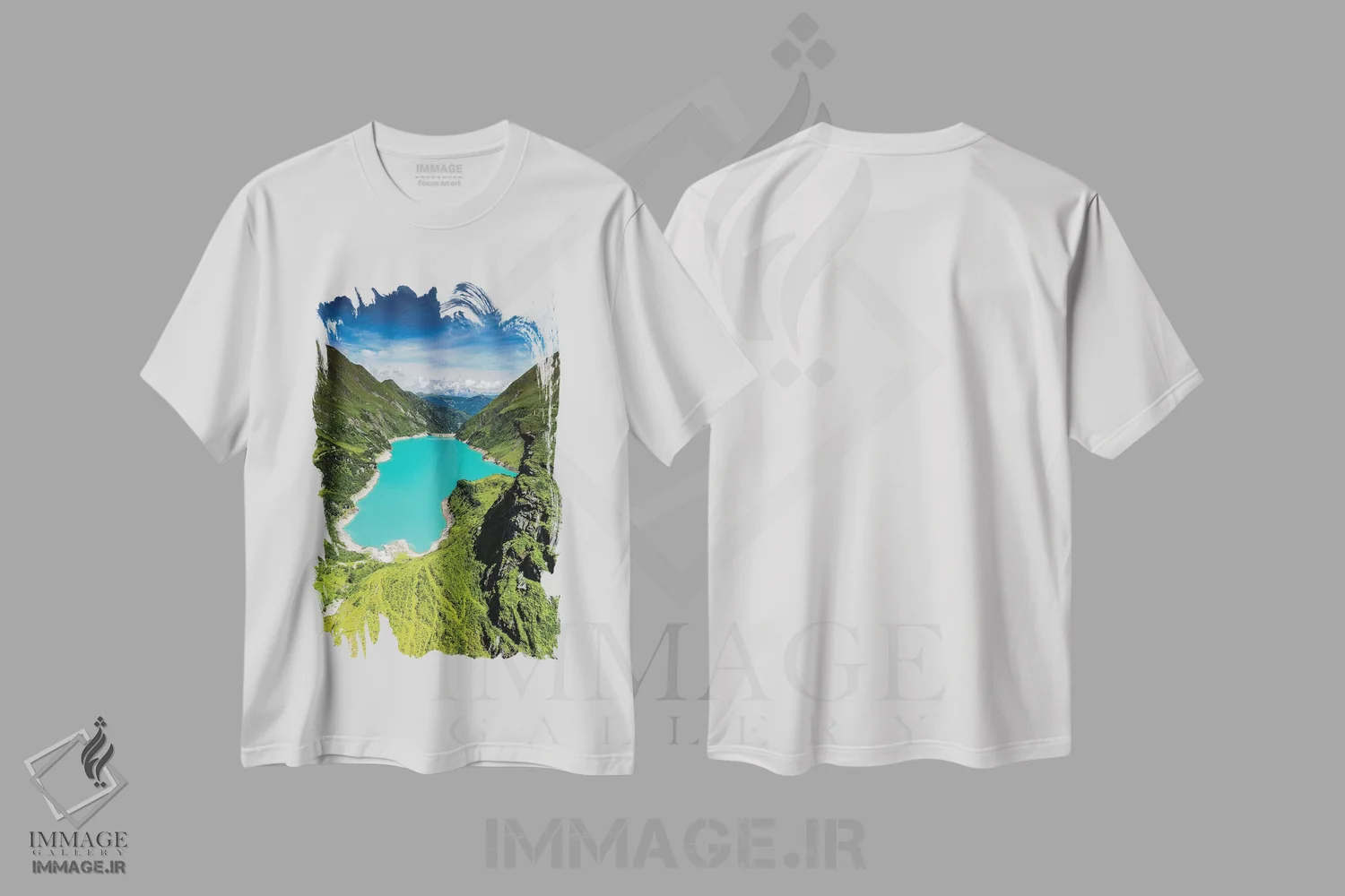 تیشرت سفید طرح دار اتریش، آلپ، کاپرون، دریاچه سد موسربودن، مدیوم اثر میکولاج گوسپودرک | immage.ir
