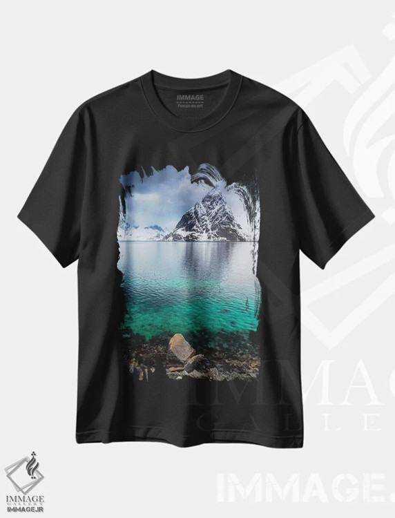 تیشرت مشکی طرح دار نروژ، لوفوتن، رینه I، مدیوم اثر میکولاج گوسپودرک | فروشگاه ایماژ