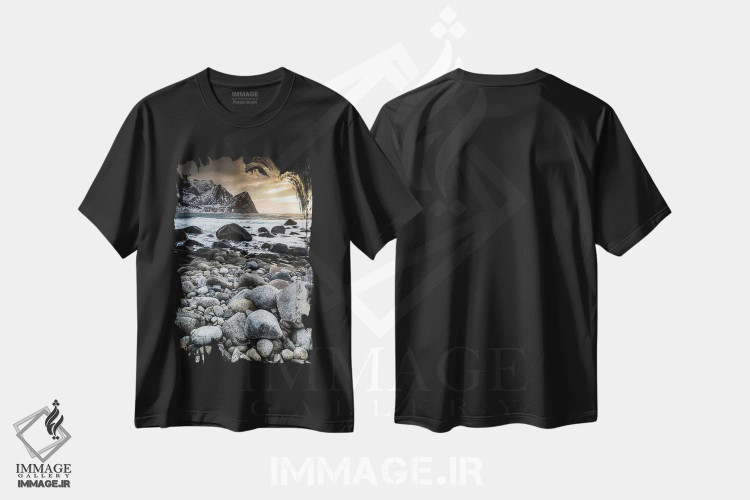 تیشرت مشکی طرح دار نروژ، لوفوتن، اونستاد I، مدیوم اثر میکولاج گوسپودرک | immage.ir